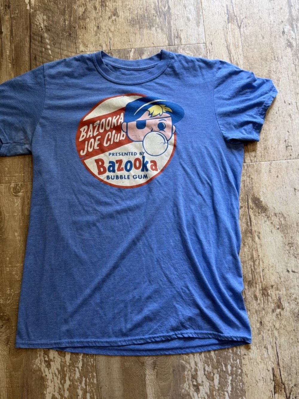 BAZOOKA Joe Club Bubble Gum Topps Cards Pop! Tee Shirt Blue Men’s Medium